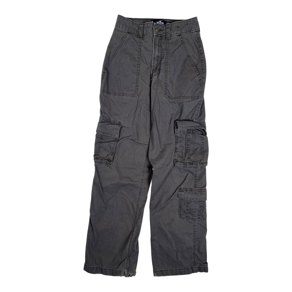 Hollister Cargo Pants Juniors 00 Gray Ultra High-Rise Baggy Wide Leg Utility